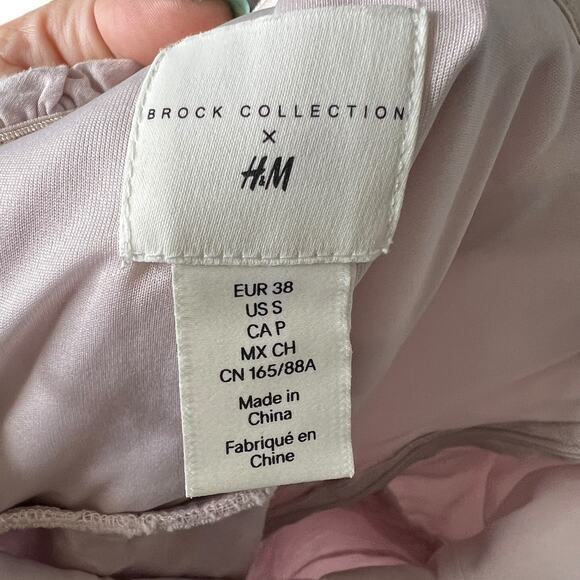 Brock Collection x H&M Pink Ruffle Dress Linen Blend Asymmetrical Ruffles Small - Picture 6 of 6